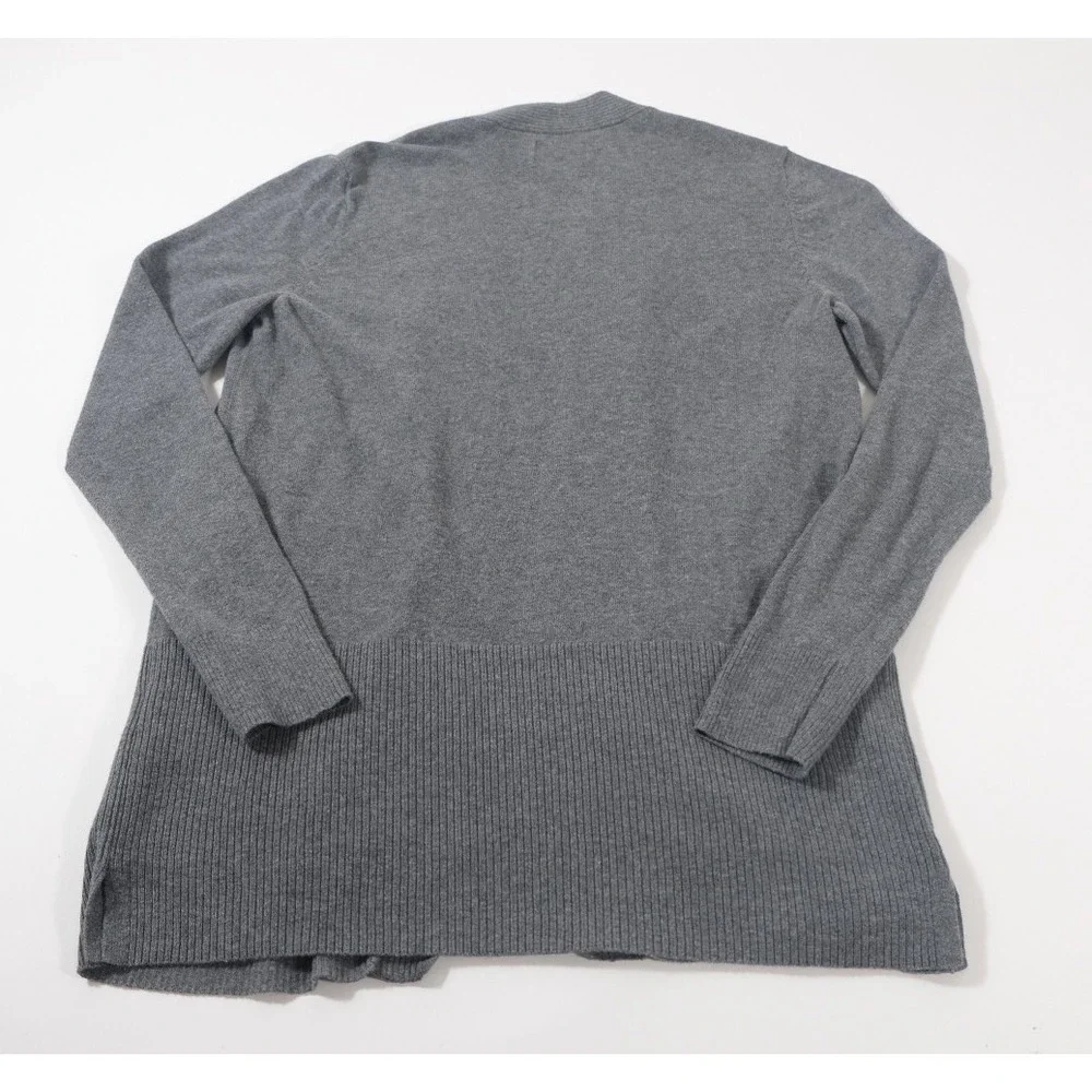 Croft & Barrow Cardigan Women S Gray Open Front‎ Ribbed Knit Long Sleeve Sweater